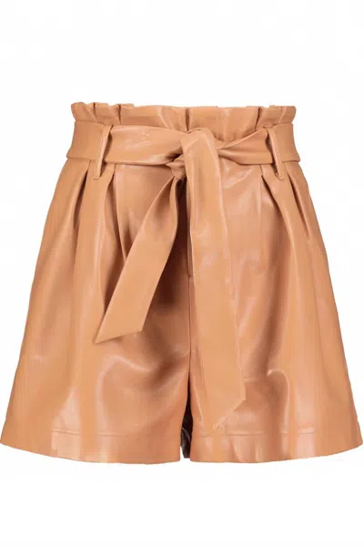 Bishop + Young Women's Vegan Leather Tie Shorts In Sundown In Brown