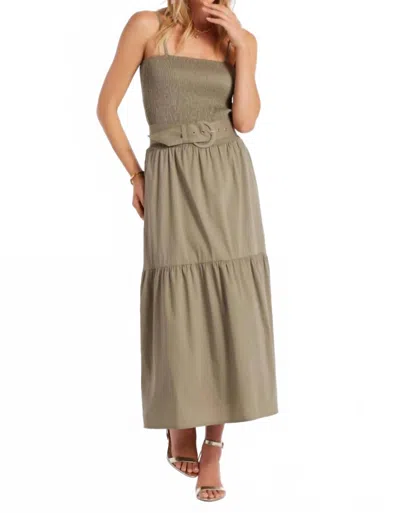 Bishop + Young Womenn's Stella Smocked Tiered Dress In Light Brown In Green