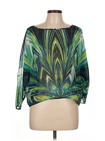 Pre-owned Bisou Bisou 3/4 Sleeve Blouse In Green