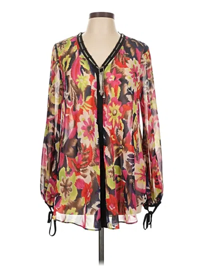 Pre-owned Bisou Bisou 3/4 Sleeve Blouse In Red