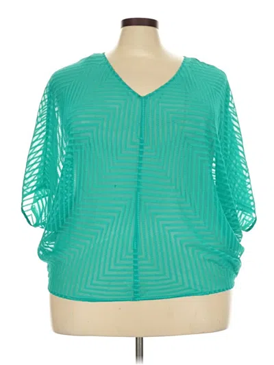 Pre-owned Bisou Bisou 3/4 Sleeve Blouse In Teal