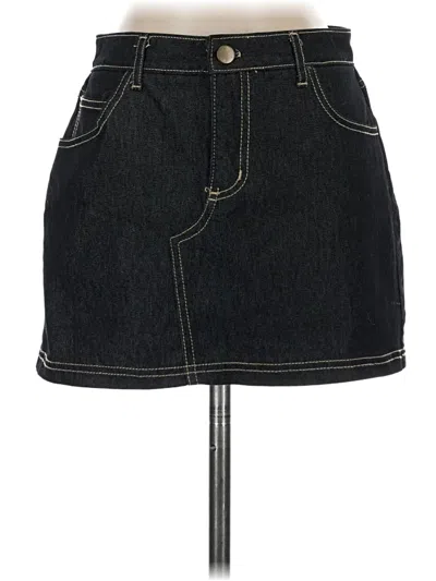 Pre-owned Bisou Bisou Denim Skirt In Gray