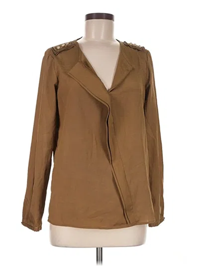 Pre-owned Bisou Bisou Long Sleeve Blouse In Brown