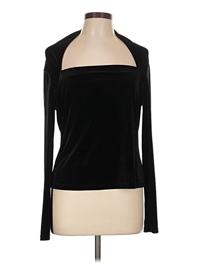 Pre-owned Bisou Bisou Long Sleeve Top Black Halter Neckline Tops