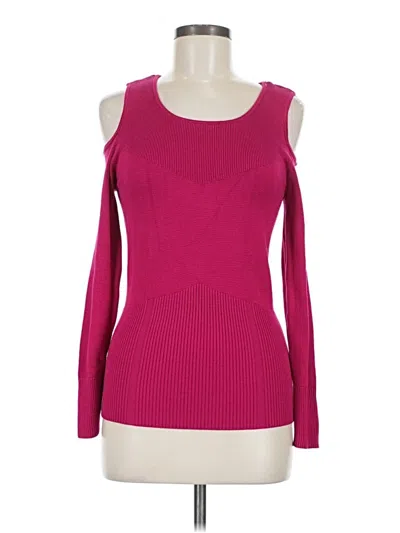 Pre-owned Bisou Bisou Long Sleeve Top Pink Cold Shoulder Neckline Tops
