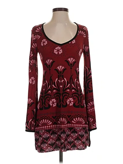 Pre-owned Bisou Bisou Long Sleeve T-shirt In Burgundy