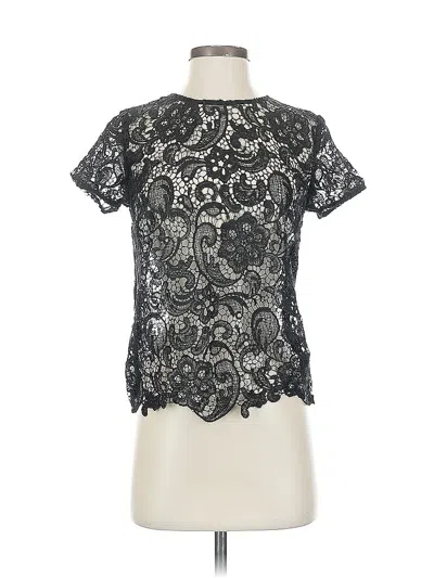 Pre-owned Bisou Bisou Short Sleeve Blouse In Black