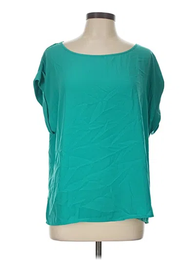 Pre-owned Bisou Bisou Short Sleeve Blouse In Teal