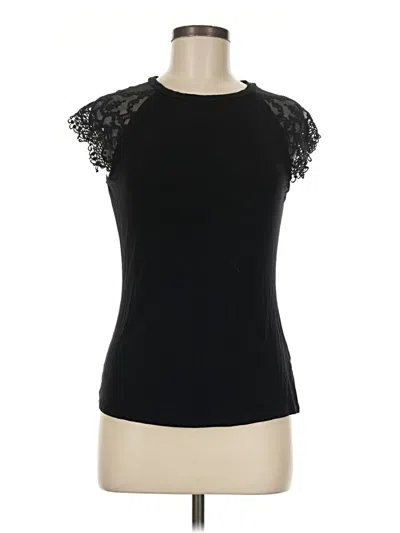 Pre-owned Bisou Bisou Short Sleeve Top Black Mock Neckline Tops