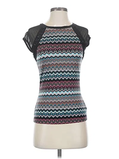 Pre-owned Bisou Bisou Short Sleeve Top Gray Boatneck Tops