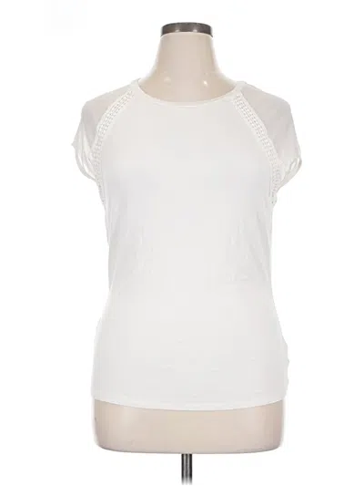 Pre-owned Bisou Bisou Short Sleeve Top White Crew Neck Tops