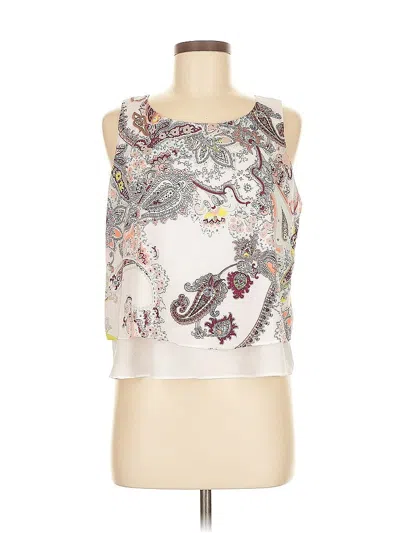 Pre-owned Bisou Bisou Sleeveless Blouse In White