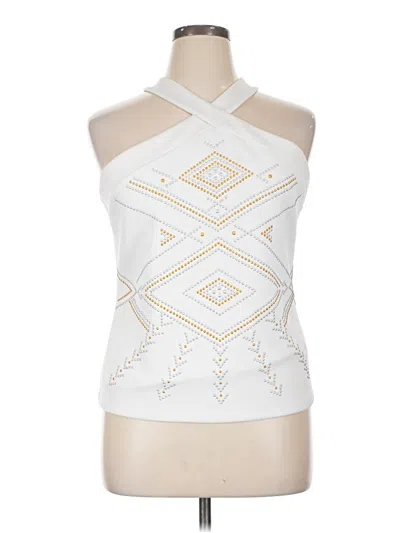 Pre-owned Bisou Bisou Sleeveless Blouse In White