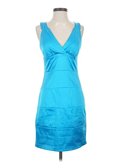 Pre-owned Bisou Bisou Sleeveless Top Blue Plunge Neckline Tops