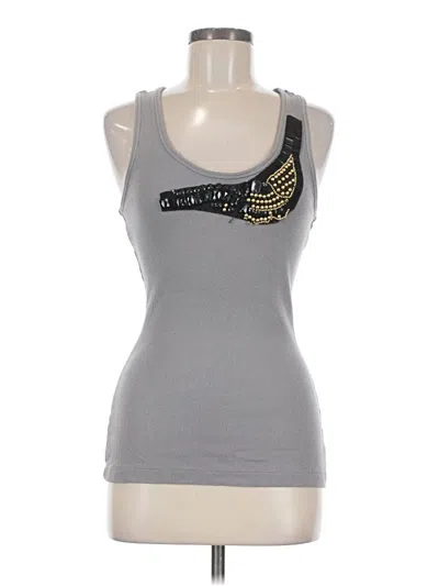 Pre-owned Bisou Bisou Sleeveless Top Gray Scoop Neck Tops