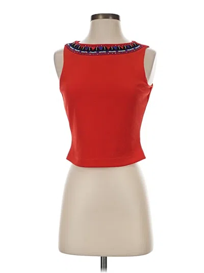 Pre-owned Bisou Bisou Sleeveless Top Red Strapless Neckline Tops