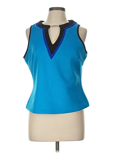 Pre-owned Bisou Bisou Tank Top Blue Halter Neckline Tops