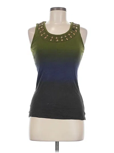 Pre-owned Bisou Bisou Tank Top Green Halter Neckline Tops