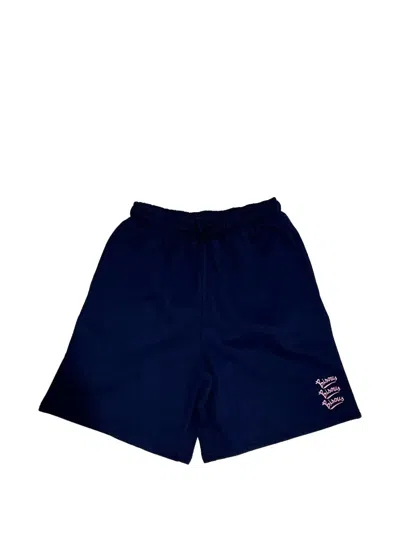 Bisous Skateboards Drawstring Embroidered Shorts In Blue