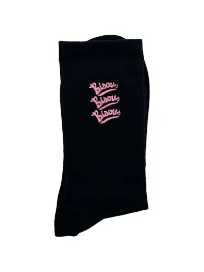 Bisous Skateboards Embroidered Socks In Black