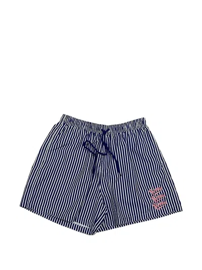 Bisous Skateboards Striped Swim Shorts In Blue