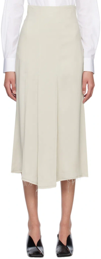 Bite Beige Raw Midi Skirt In Silver Cloud