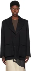 Bite Black Layered Blazer In Black