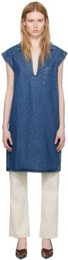 Bite Blue Patch Pocket Denim Blouse In Mid Blue 5036