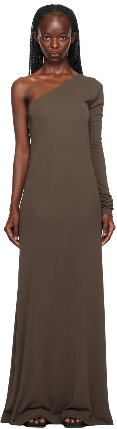 Bite Brown Point Maxi Dress In Dark Nut 0045