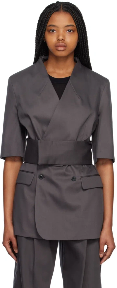 Bite Gray Waist Blazer In Forged Iron