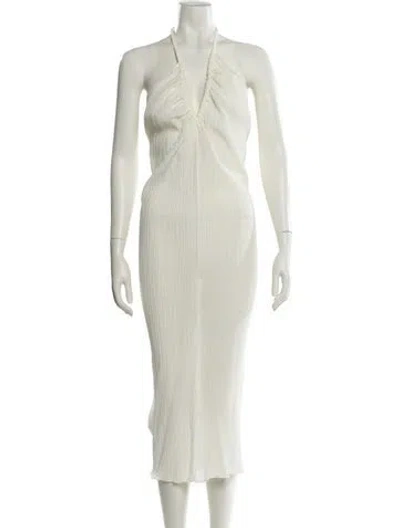 Pre-owned Bite Halterneck Long Dress In Neutral