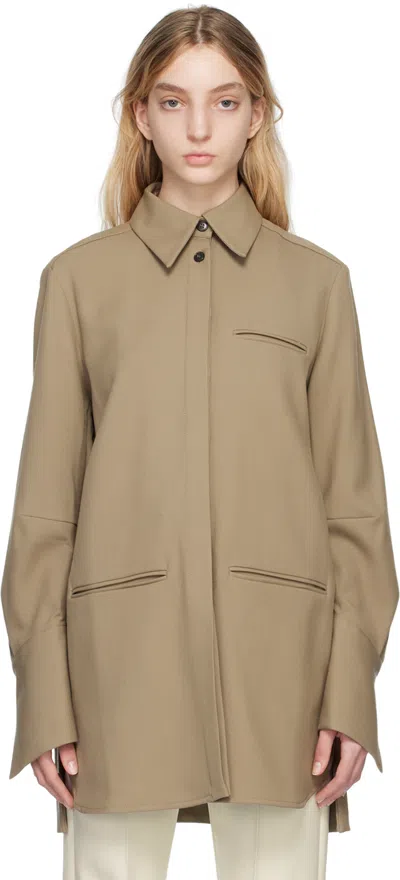 Bite Khaki Twisted Cuff Shirt In Covert Green