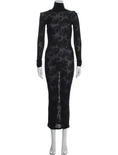 Pre-owned Bite Lace Pattern Long Dress In Blue