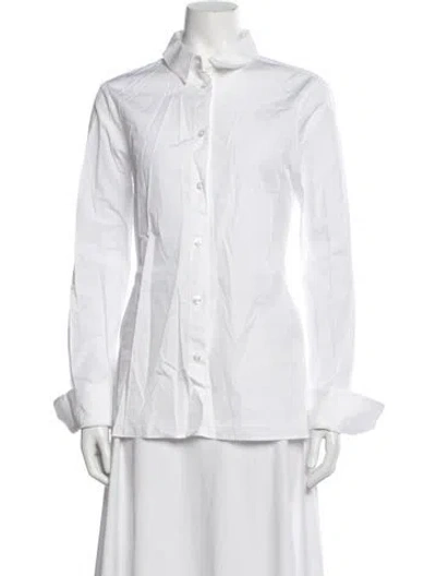 Pre-owned Bite Long Sleeve Button-up Top In White