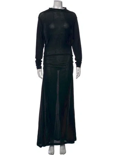 Pre-owned Bite Mock Neck Long Dress In Black