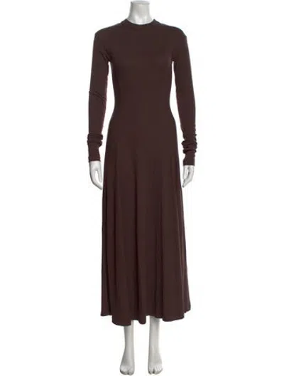 Pre-owned Bite Mock Neck Long Dress In Brown