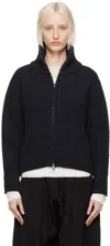 Bite Navy Chunky Heritage Wool Zip Sweater In Dark Navy 5045