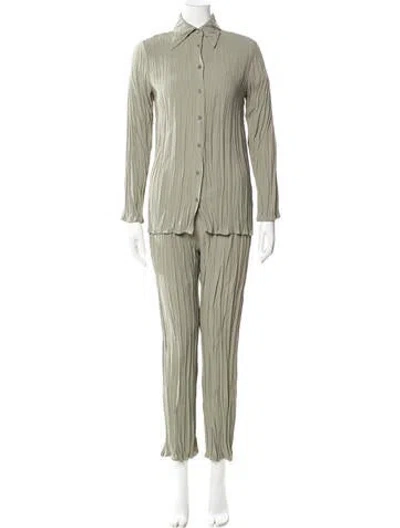 Pre-owned Bite Pleated Accents Pantsuit In Green