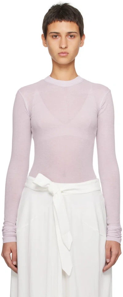 Bite Purple Crewneck Long Sleeve T-shirt In Hazy Mauve 6002
