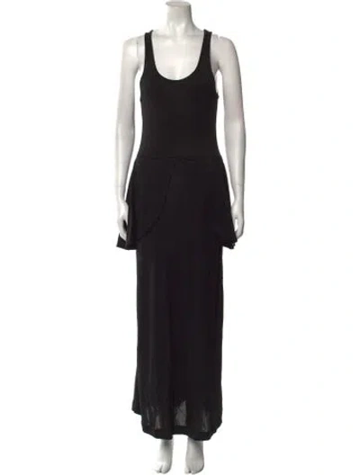 Pre-owned Bite Scoop Neck Long Dress In Black