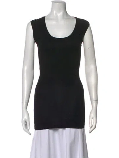 Pre-owned Bite Scoop Neck Short Sleeve Top In Black