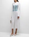 Bite Studios Alv Lace-print Long-sleeve Silk Maxi Shirtdress In Off White