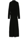 Bite Studios Black Viscose Dress With Ruffled Accents
