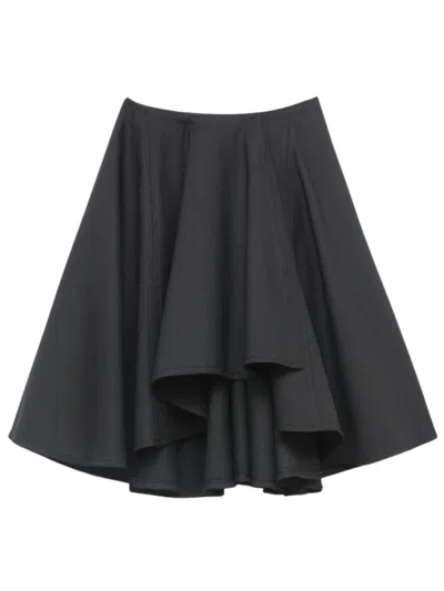 BITE STUDIOS BLACK VOLUMINOUS TAILORED WOOL MIDI SKIRT