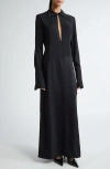 Bite Studios Block Long Sleeve Satin Maxi Dress In Black