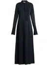 Bite Studios Block Long Sleeve Satin Maxi Dress In Black