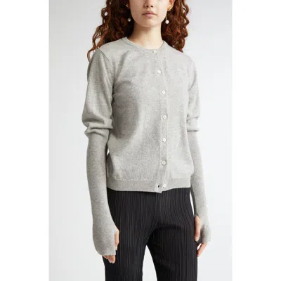 Bite Studios Cashmere Rib Cardigan In Grey Melange