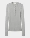 Bite Studios Cashmere Rib Henley Sweater In Grey Melange