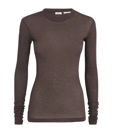 Bite Studios Cotton Jersey Top In Brown