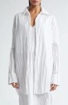 Bite Studios Crease Oversize Crinkle Organic Cotton Button-up Shirt